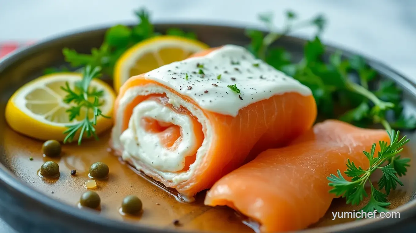 Roll Smoked Salmon with Creamy Delight