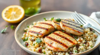 Grilled Chicken with Fresh Quinoa Salad recipe card