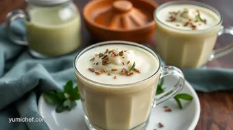 Warm Creamy Green Milk Tea Delight recipe card