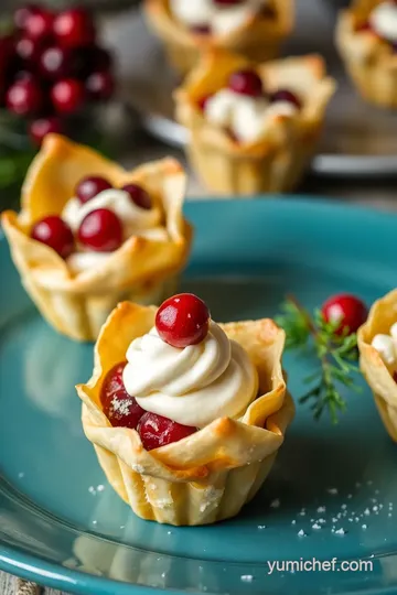 Cranberry Phyllo Cups with Cream Cheese Filling presentation