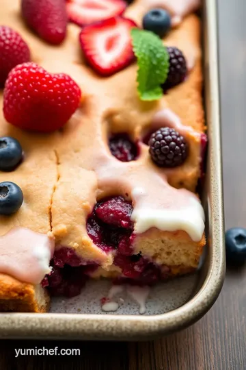 Kefir Vanilla Sheet Cake with Berry Topping presentation