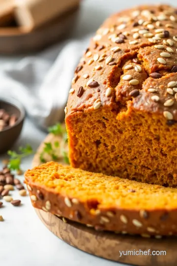 Sweet Potato Bread with Crunchy Seed Topping presentation