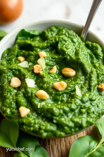 Basil-Infused Pesto with Spinach and Nuts presentation