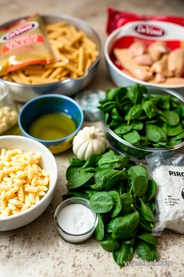 Creamy Da Vinci Pasta with Chicken and Spinach ingredients