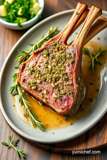 Darrell’s Herb-Crusted Roasted Rack of Lamb presentation