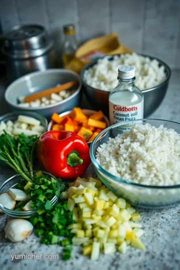 Delicious Coconut Fried Rice with Vegetables ingredients