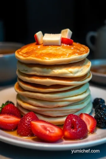 Fluffy IHOP-Style Buttermilk Pancakes with Maple Butter Drizzle presentation