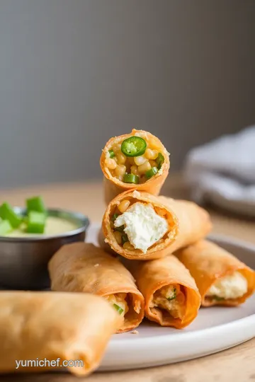 Spicy Goat Cheese Jalapeño Egg Rolls presentation