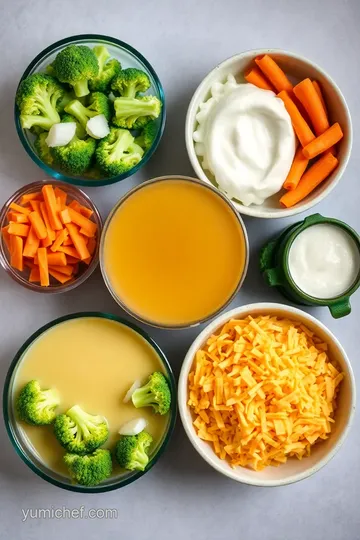 Quick and Creamy Broccoli Cheddar Soup ingredients