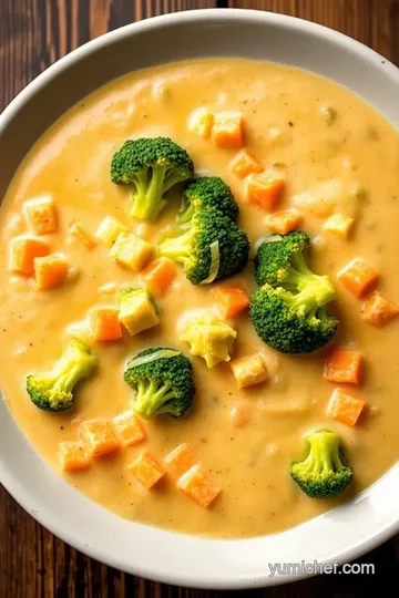 Quick and Creamy Broccoli Cheddar Soup presentation