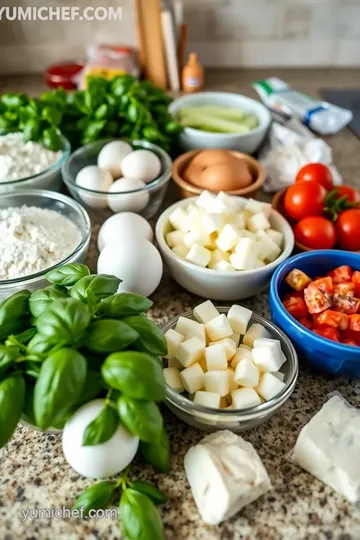 Mozzarella Sorrentini Pasta with Basil and Fresh Tomato Sauce ingredients