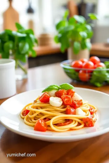 Mozzarella Sorrentini Pasta with Basil and Fresh Tomato Sauce steps