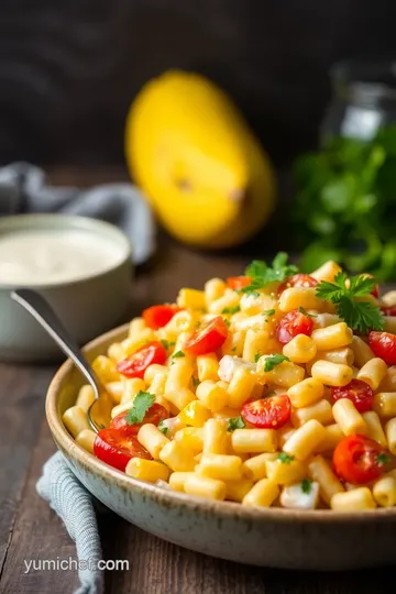 Elote Pasta Salad presentation