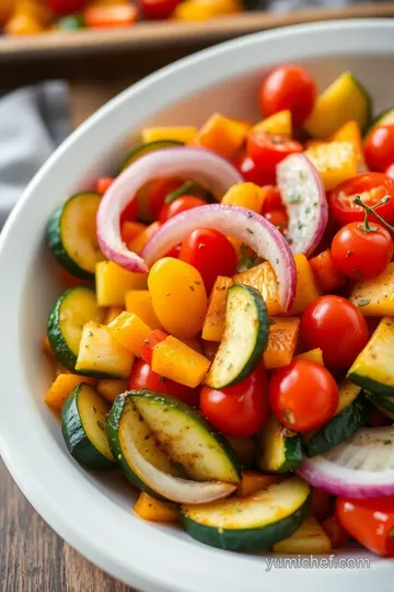 Roasted Vegetable Medley with Herb Brush presentation