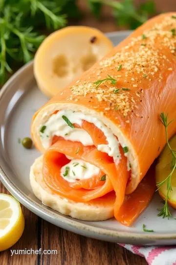 Roll Smoked Salmon with Creamy Delight presentation