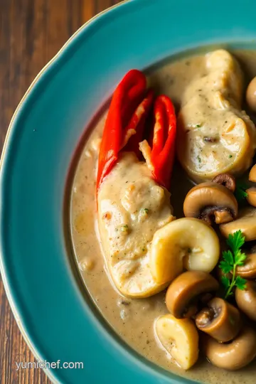 Langostino Mushroom Sour Cream Gravy presentation