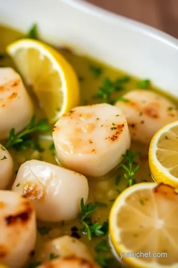 Pan-Seared Chef Pack Scallops with Lemon Herb Butter Sauce presentation