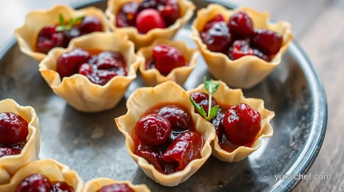 Cranberry Phyllo Cups with Cream Cheese Filling