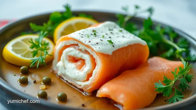 Roll Smoked Salmon with Creamy Delight